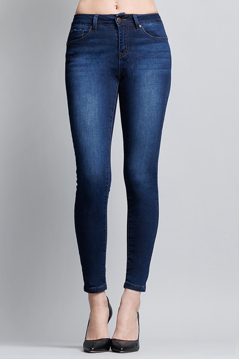 Mid Rise Push Up Ankle Skinny Jeans - Image 6