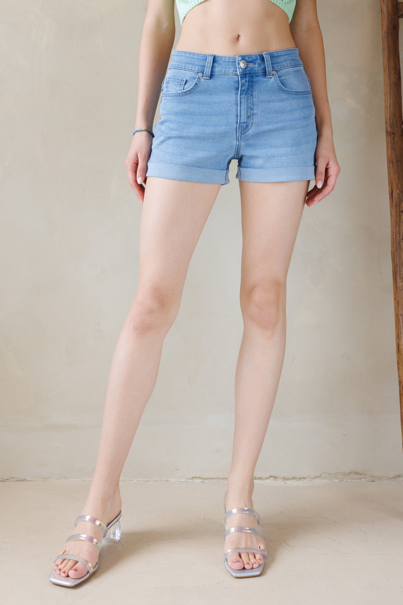 High Rise 5 Pocket Denim Shorts - Image 5