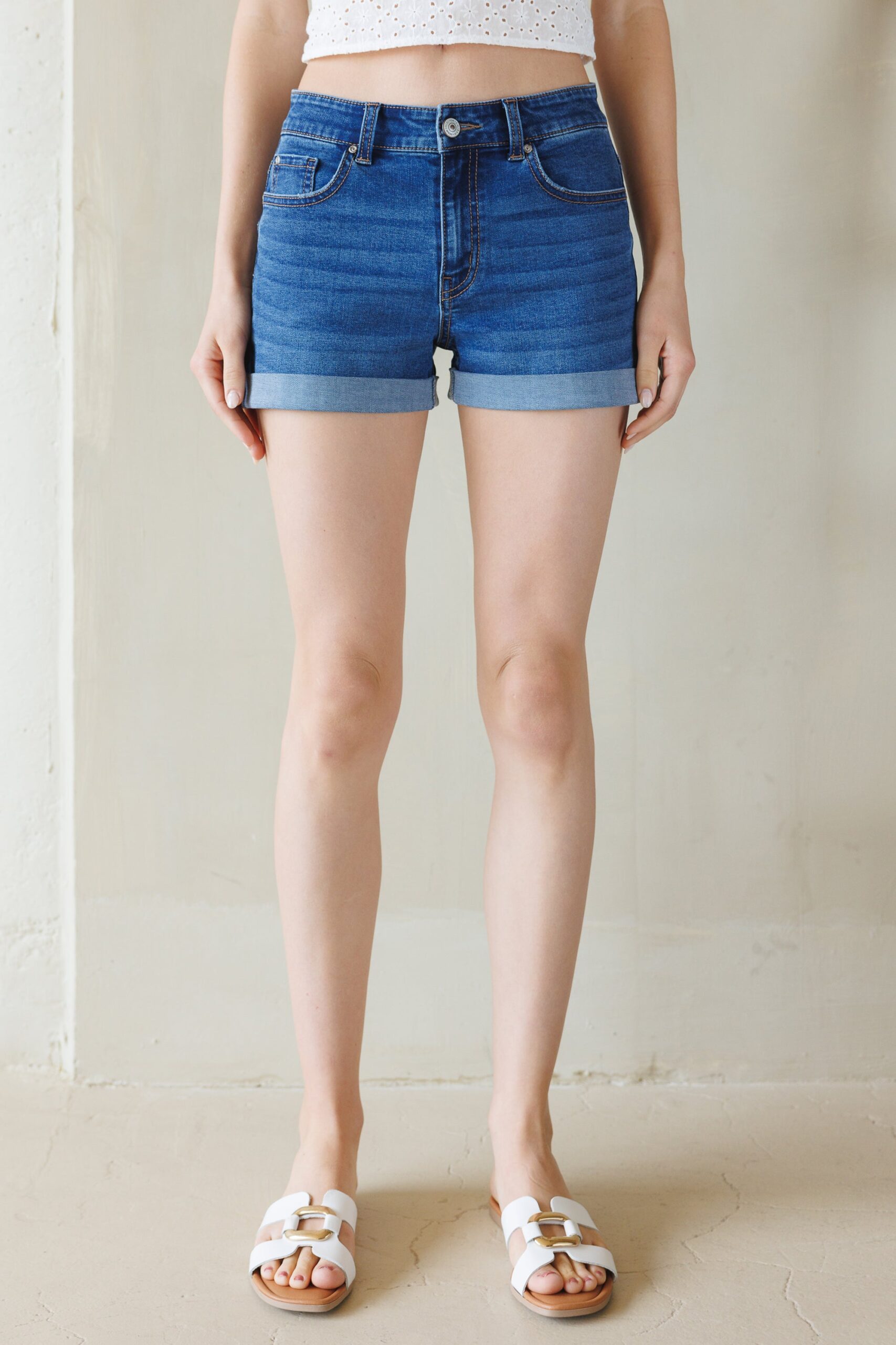 High Rise 5 Pocket Denim Shorts - Image 5