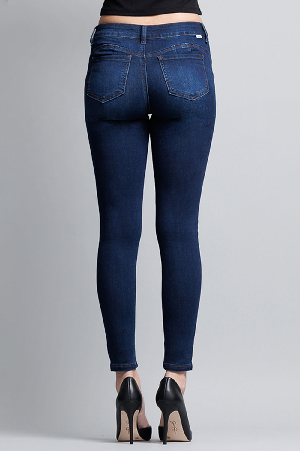 Mid Rise Push Up Ankle Skinny Jeans - Image 8