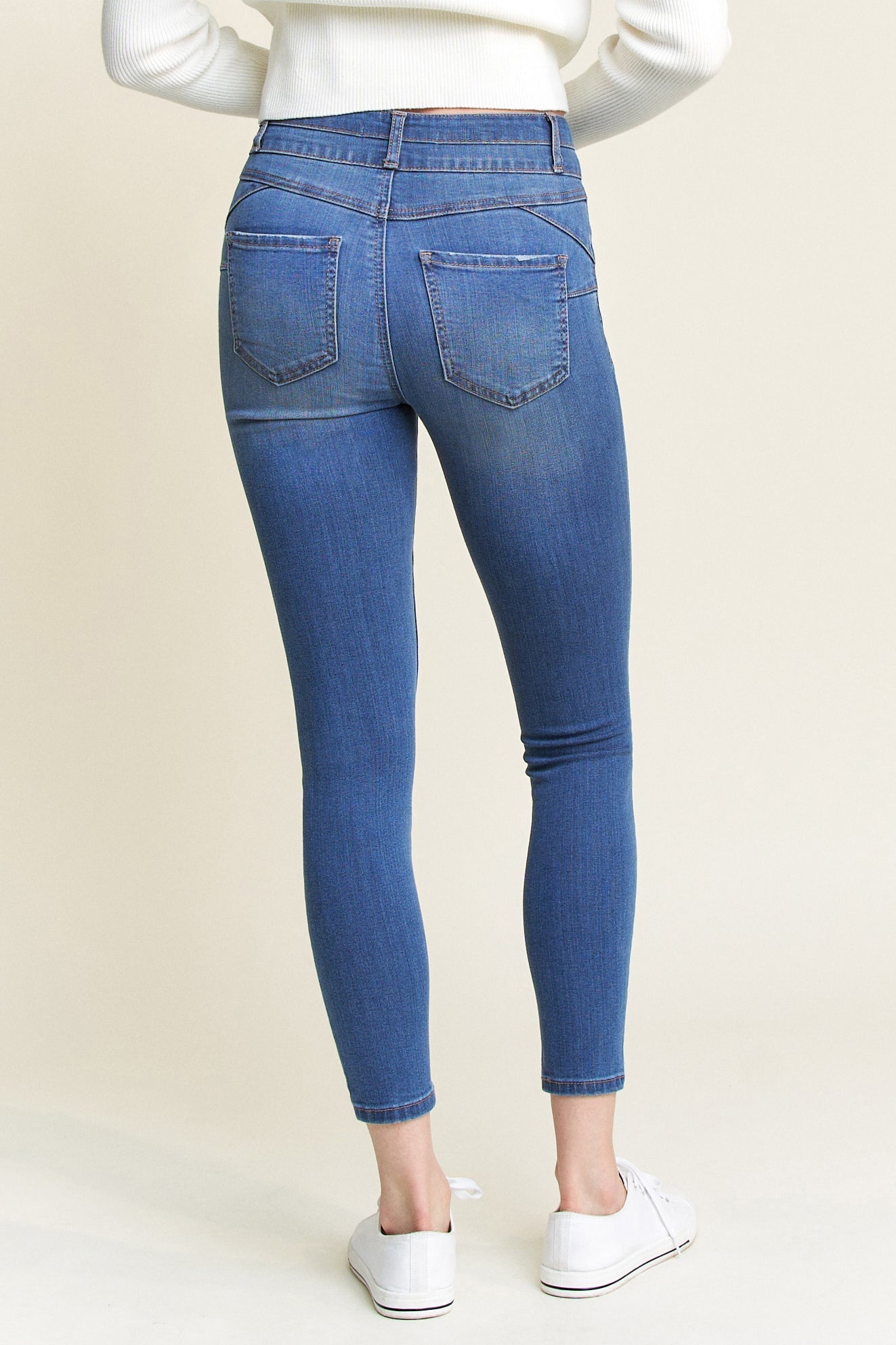 Double Waist High Rise Ankle Skinny Jeans - Image 9